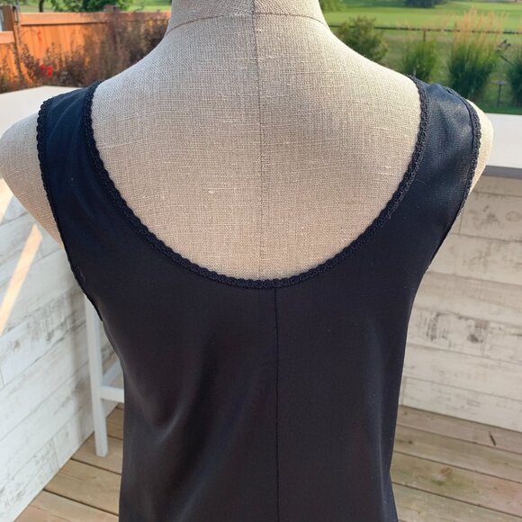 Vintage Pink Lady Slip Dress Nightgown 36 Black Satin Lace Trim Midi Lingerie - Picture 7 of 14